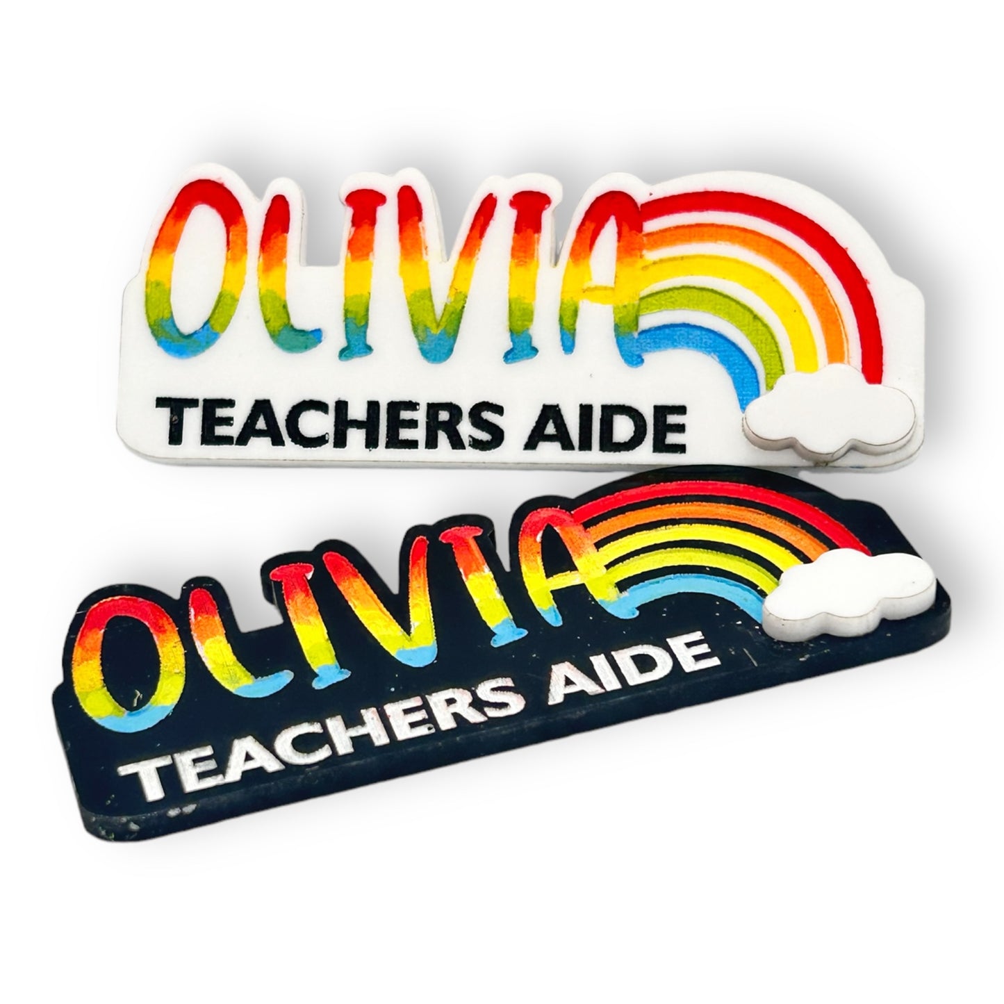 Personalised Name badges Rainbow style