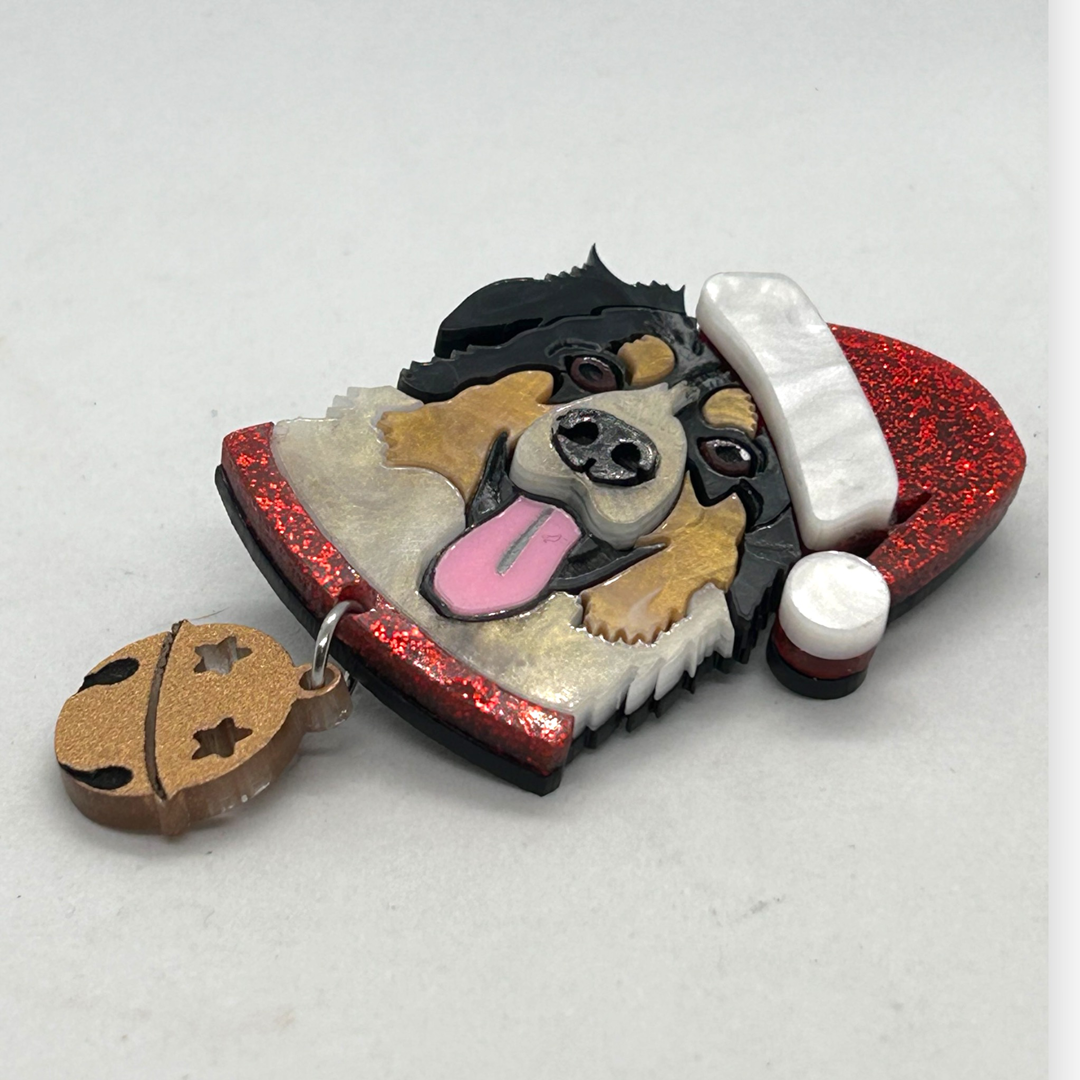 Arlo the Australian Shepherd Christmas BROOCH