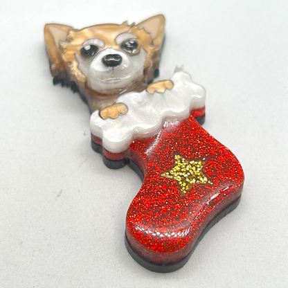 Claudette the Chihuahua Christmas BROOCH