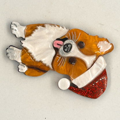 Izzy the Corgi Christmas BROOCH