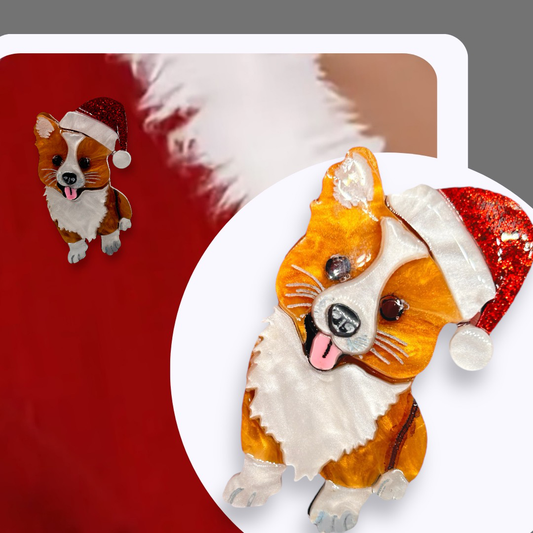 Izzy the Corgi Christmas BROOCH