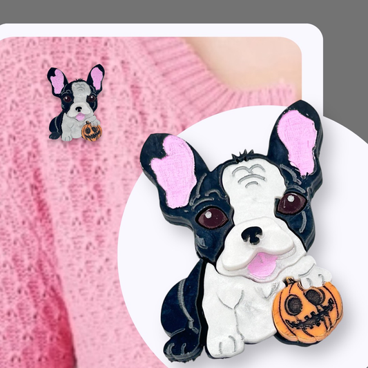 Frenchie Pumpkin halloween BROOCH