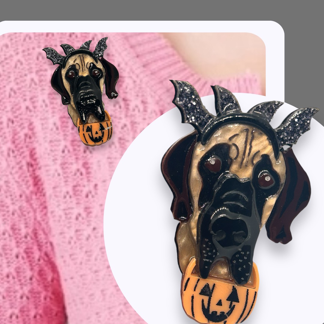 Bowie the Great Dane Halloween BROOCH