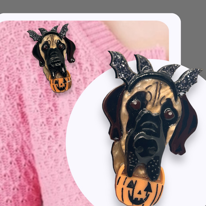 Bowie the Great Dane Halloween BROOCH