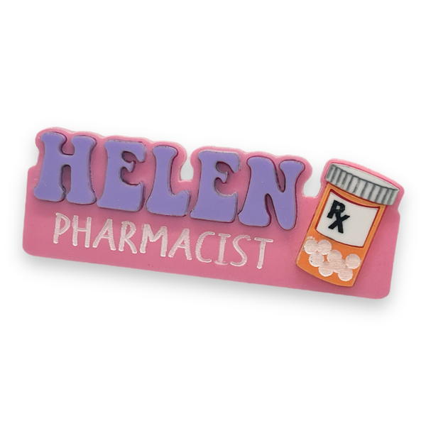 Personalised Name badges Retro Font with Icons