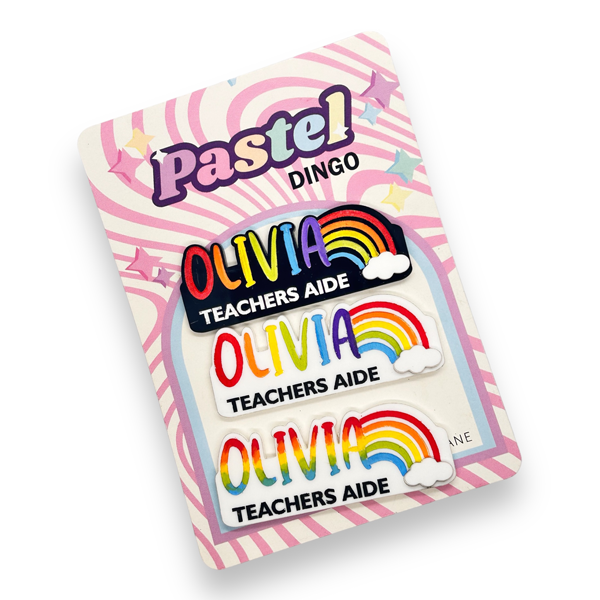 Personalised Name badges Rainbow style