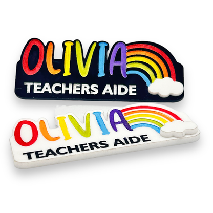 Personalised Name badges Rainbow style